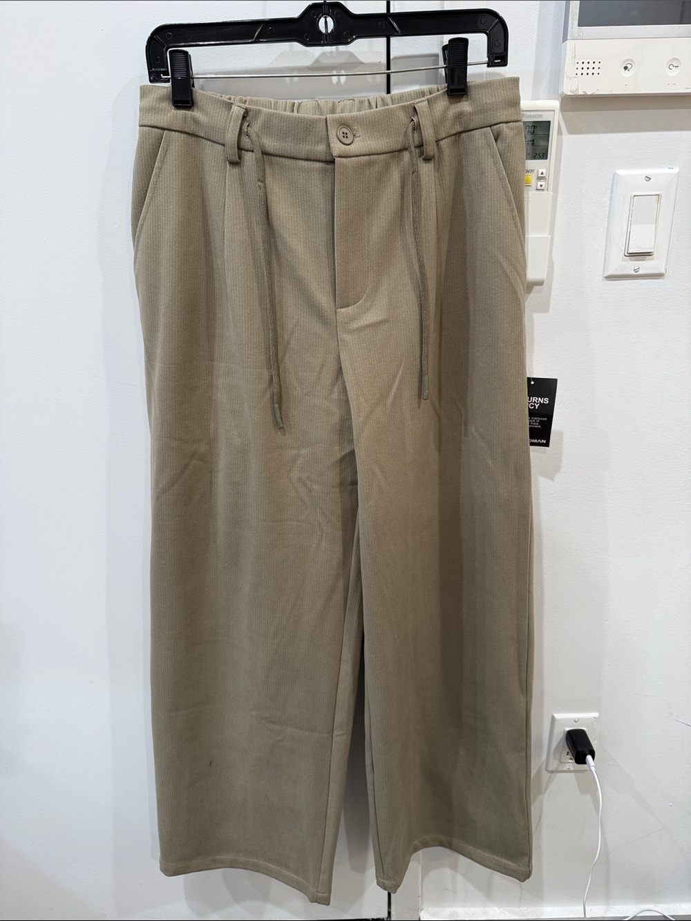 Boohoo Mens Corduroy Drawstring Pants in Beige